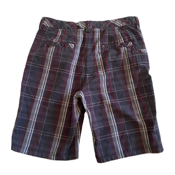 Element Mens Y2K 2010 Plaid Maroon & Gray Shorts Skater Brand Size 30 Inseam 9" - Picture 2 of 7